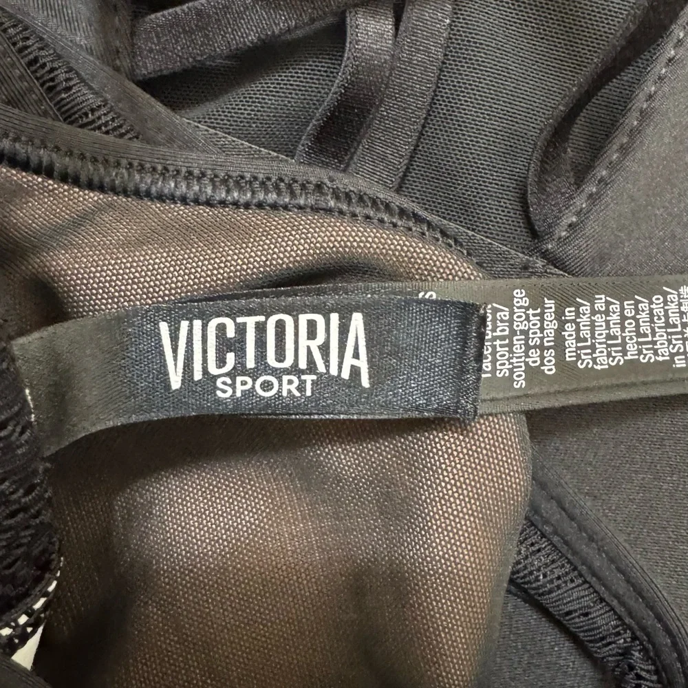 Victoria's Secret Black and Black Mesh Detail Sports Bra
